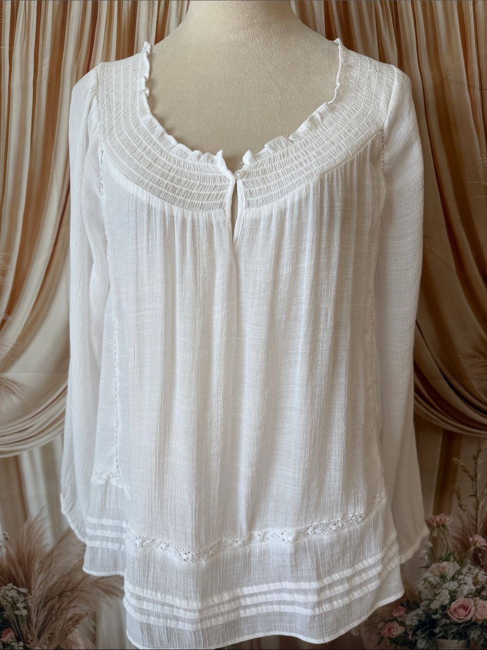 Zac & Rachel White Pintuck Peasant Blouse